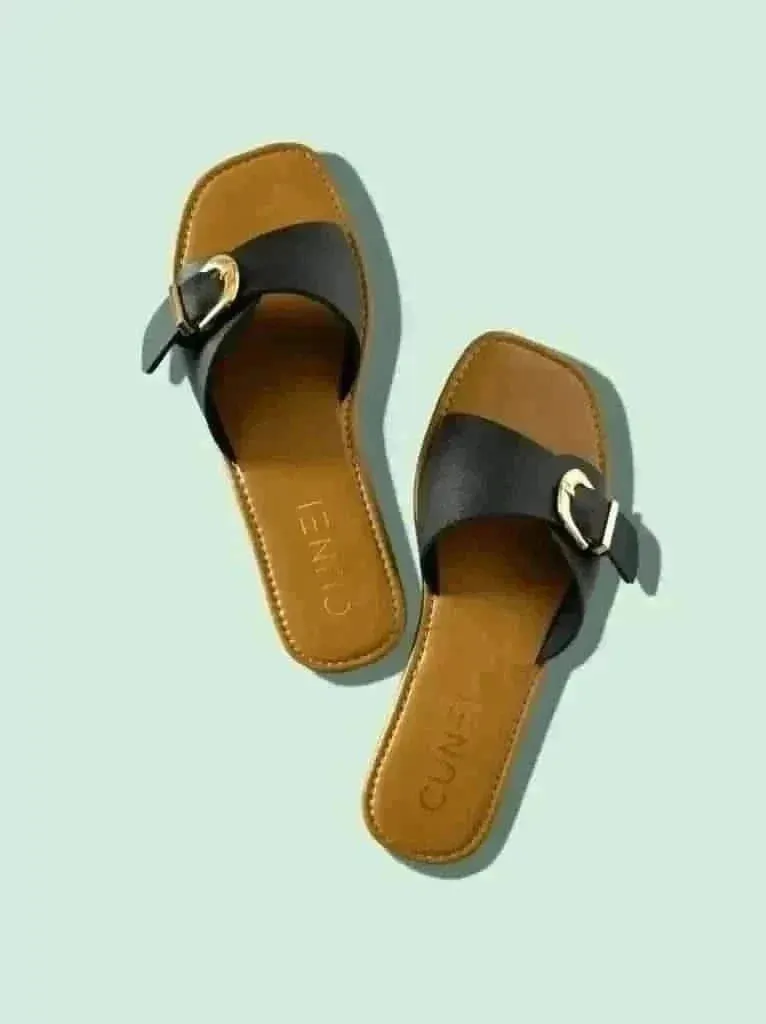 Black Buckled Flats