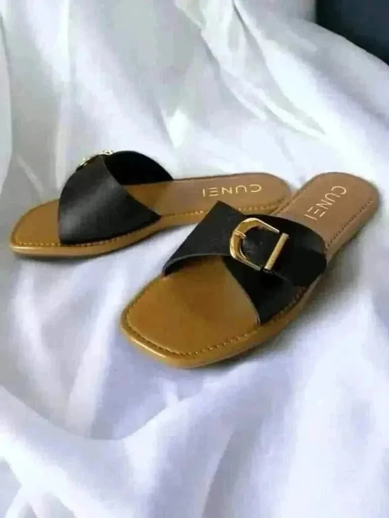 Black Buckled Flats