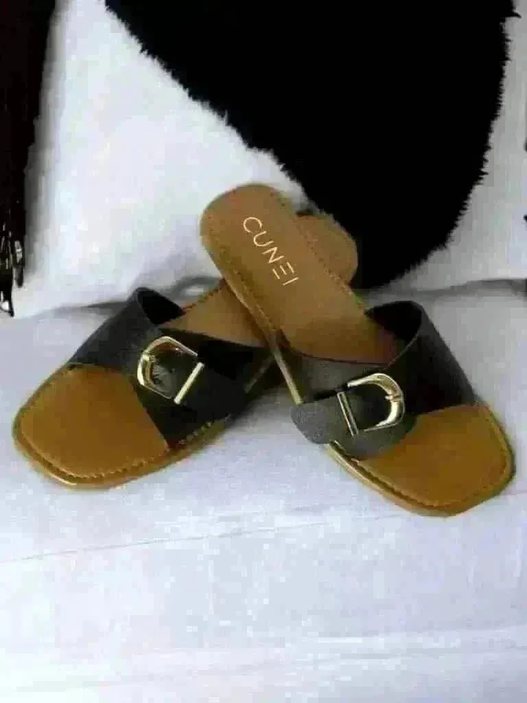 Black Buckled Flats