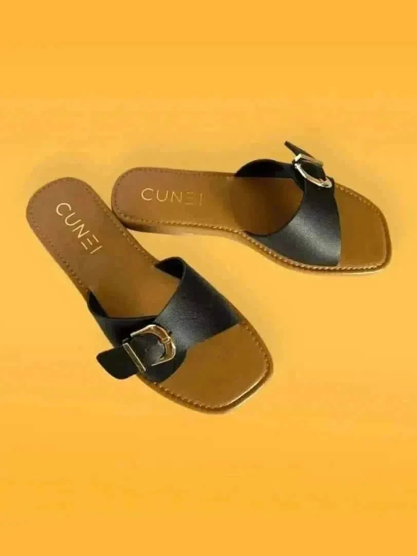 Black Buckled Flats