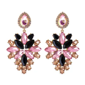 Black Crystal & Cubic Zirconia Marquise Drop Earrings