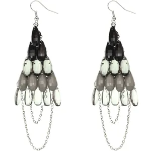 Black Faceted Drop Chain Chandelier Earrings