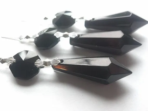 Black Icicle Chandelier Crystals Ornaments 38mm Pack of 5