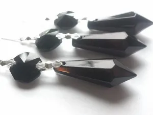 Black Icicle Chandelier Crystals Ornaments 38mm Pack of 5