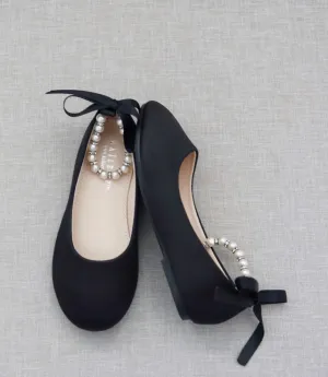 Black Pearl Strap Shoes
