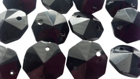 Black 14mm Octagon Beads Chandelier Crystals 2 Holes