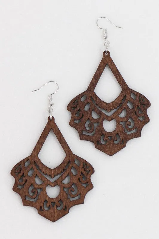 Blossom Wooden Dangle Earrings