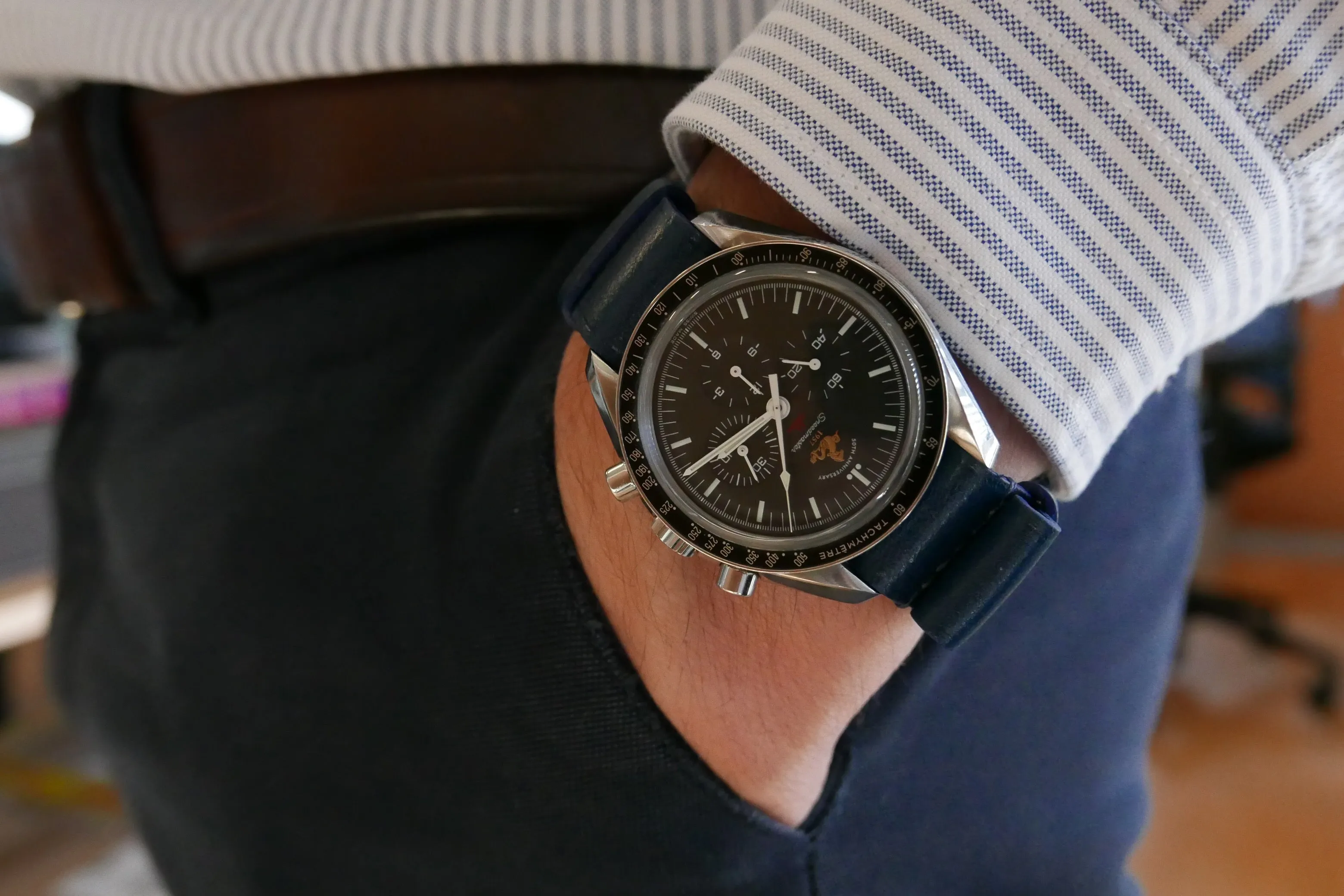 Blue Leather Handmade NATO Watch Strap