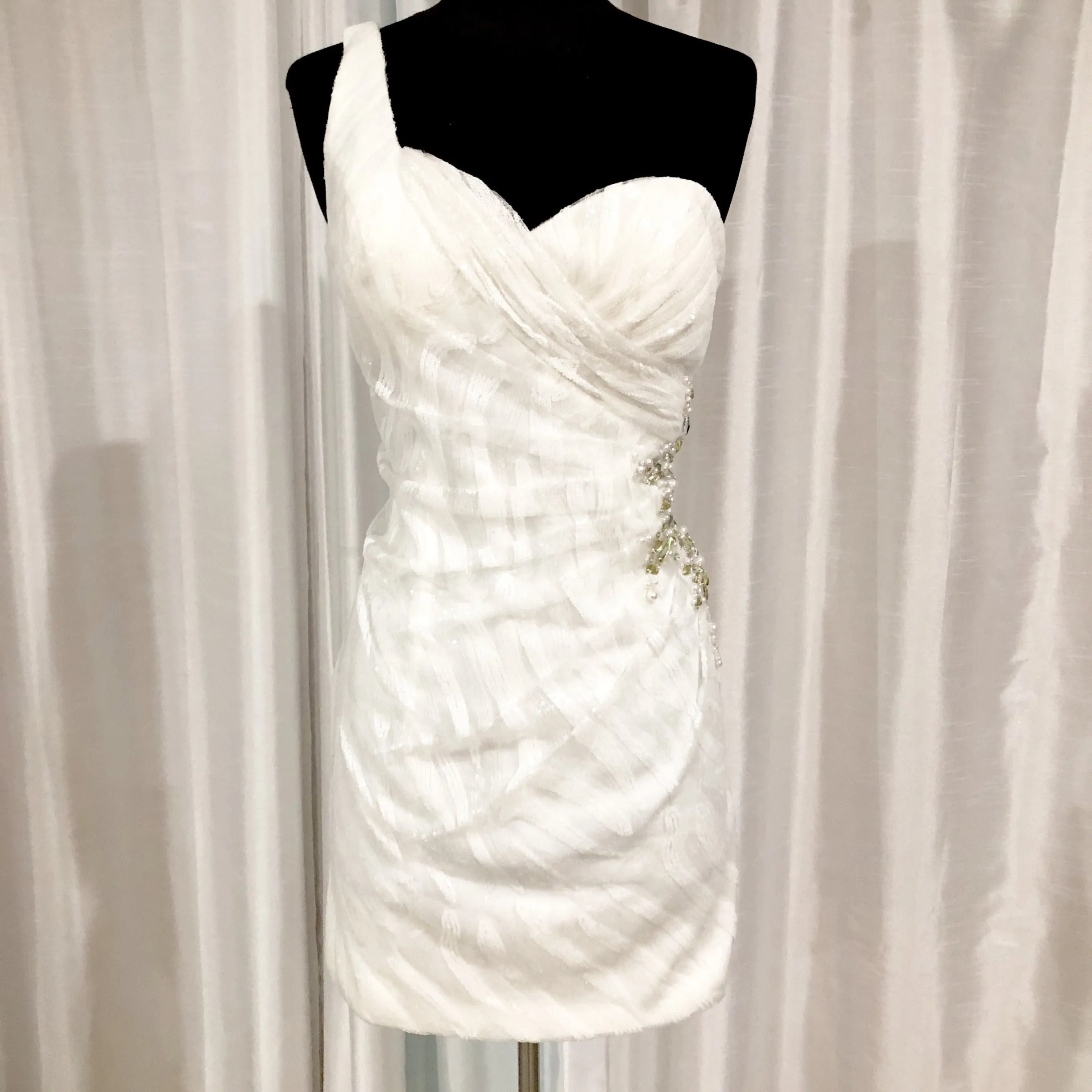 BLUSH PROM White One-Shoulder Cocktail Dress Size 8 NWT