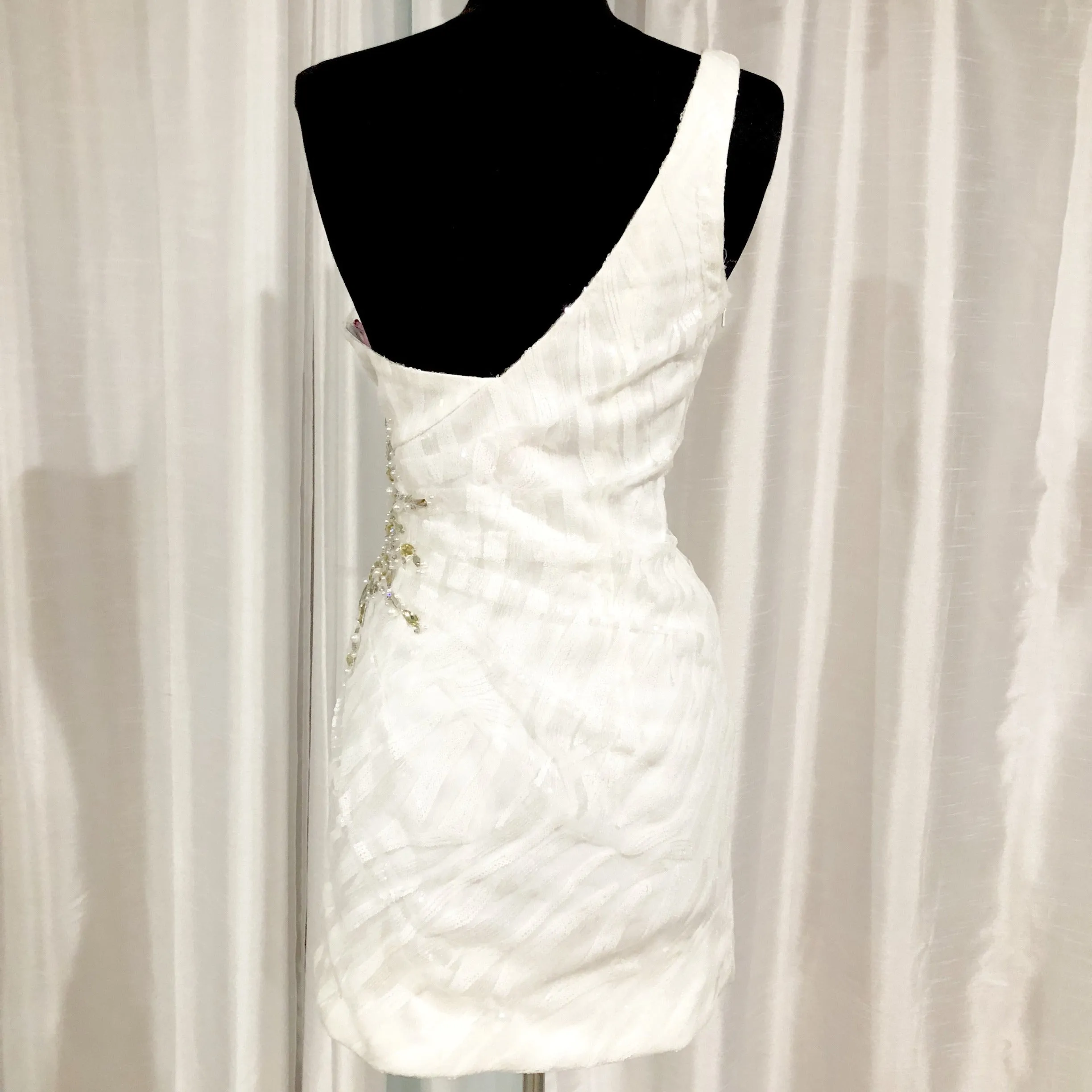 BLUSH PROM White One-Shoulder Cocktail Dress Size 8 NWT