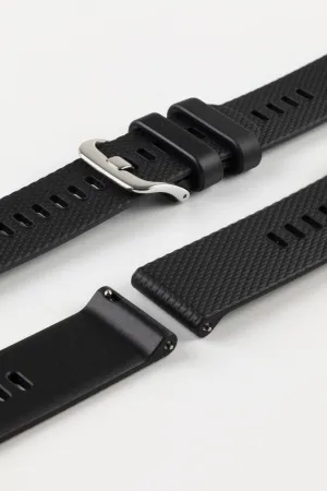 Bonetto Cinturini 330 Wide-Tang Parallel Rubber Watch Strap in BLACK