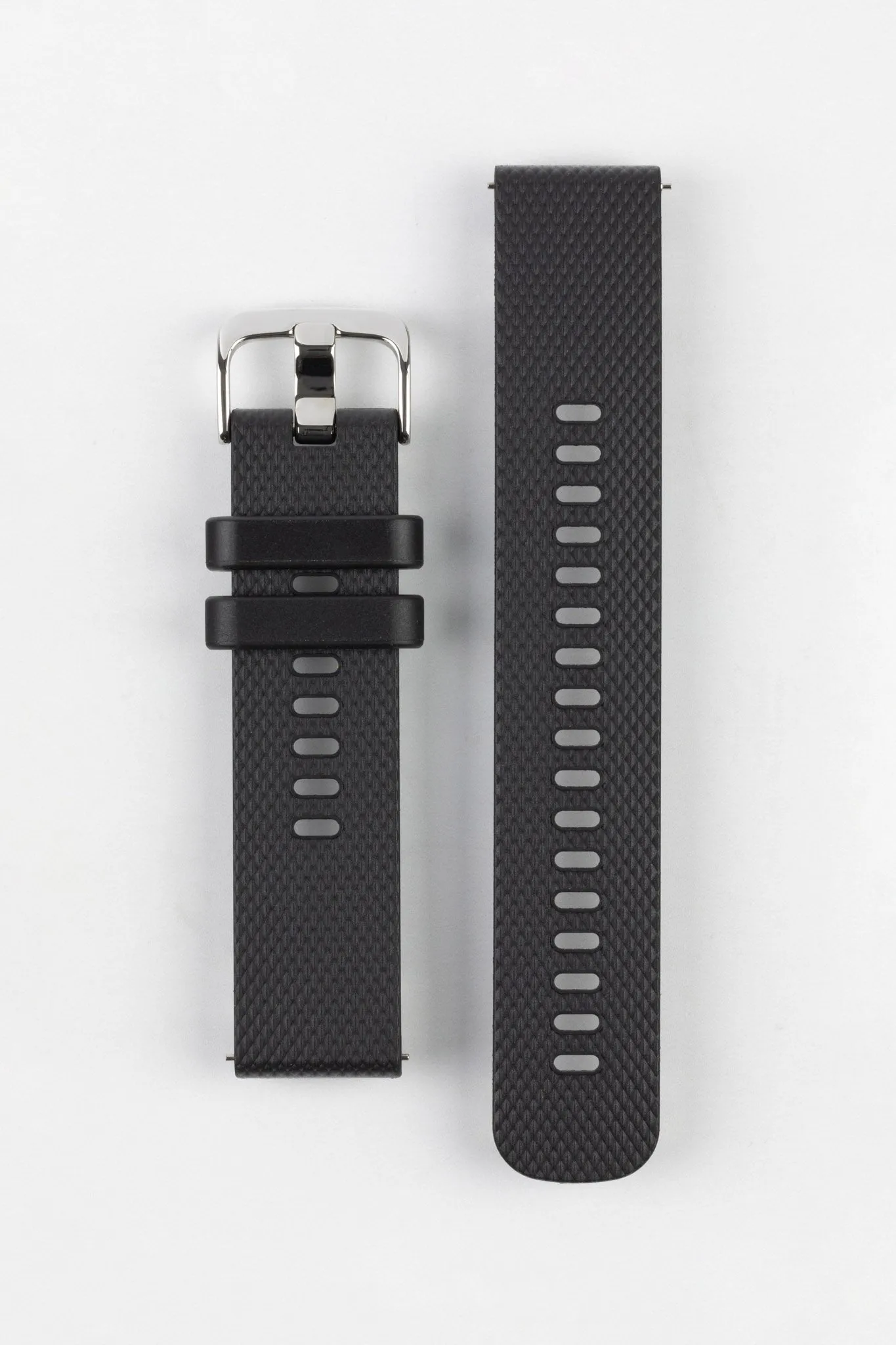Bonetto Cinturini 330 Wide-Tang Parallel Rubber Watch Strap in BLACK