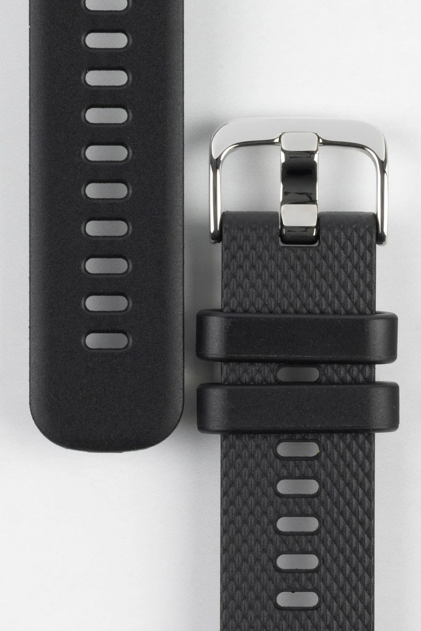 Bonetto Cinturini 330 Wide-Tang Parallel Rubber Watch Strap in BLACK