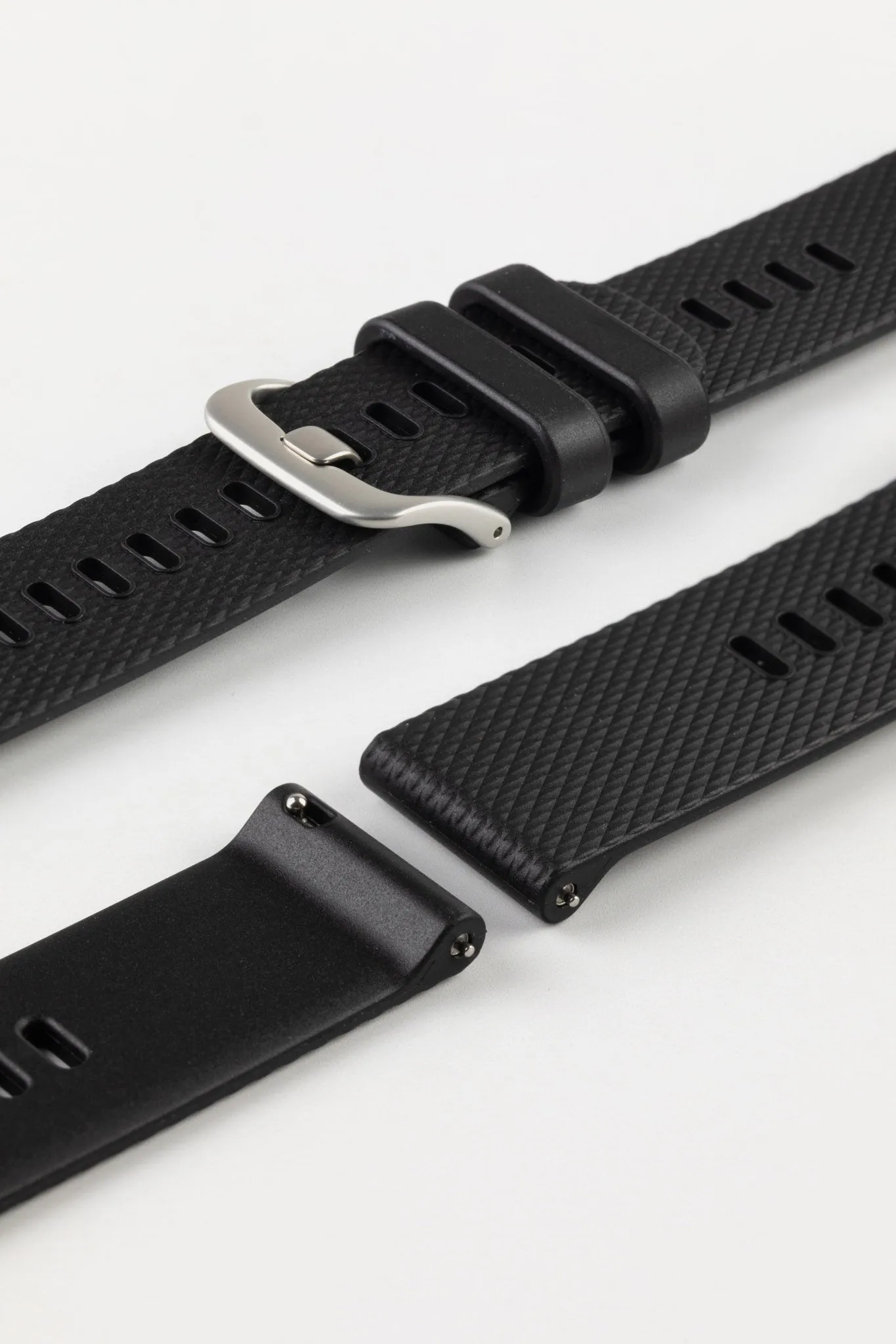Bonetto Cinturini 330 Wide-Tang Parallel Rubber Watch Strap in BLACK