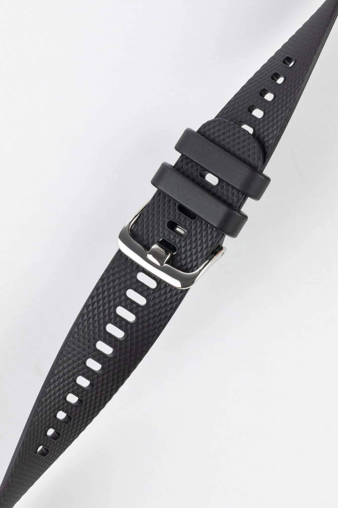 Bonetto Cinturini 330 Wide-Tang Parallel Rubber Watch Strap in BLACK