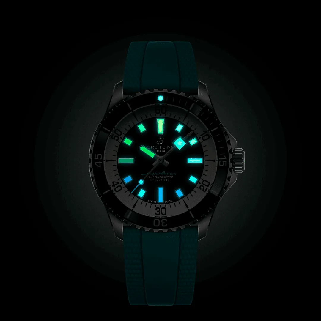 Breitling Superocean Automatic 42 Watch with Aquamarine Rubber Strap