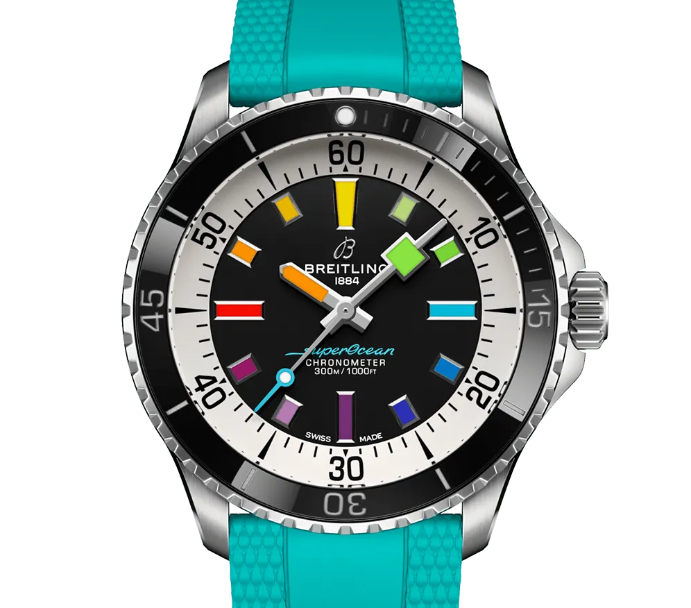 Breitling Superocean Automatic 42 Watch with Aquamarine Rubber Strap