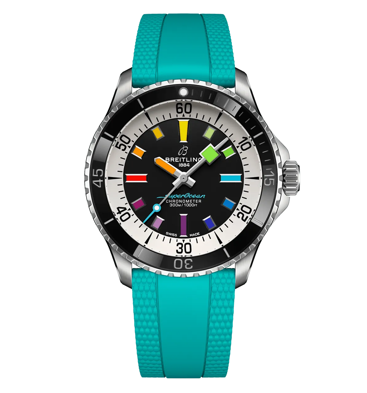 Breitling Superocean Automatic 42 Watch with Aquamarine Rubber Strap