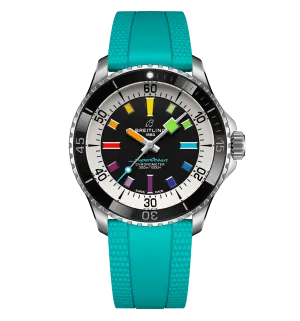 Breitling Superocean Automatic 42 Watch with Aquamarine Rubber Strap