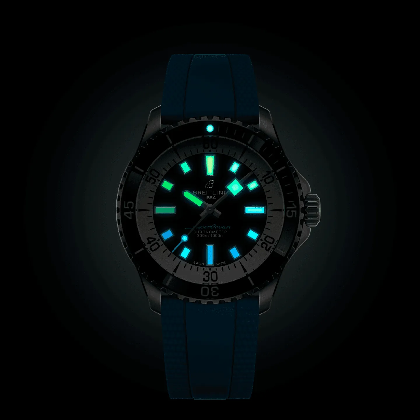 Breitling Superocean Automatic 42 Watch with Turquoise Rubber Strap