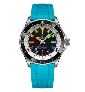 Breitling Superocean Automatic 42 Watch with Turquoise Rubber Strap