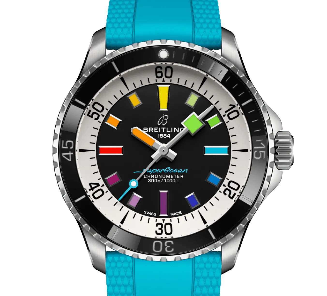 Breitling Superocean Automatic 42 Watch with Turquoise Rubber Strap