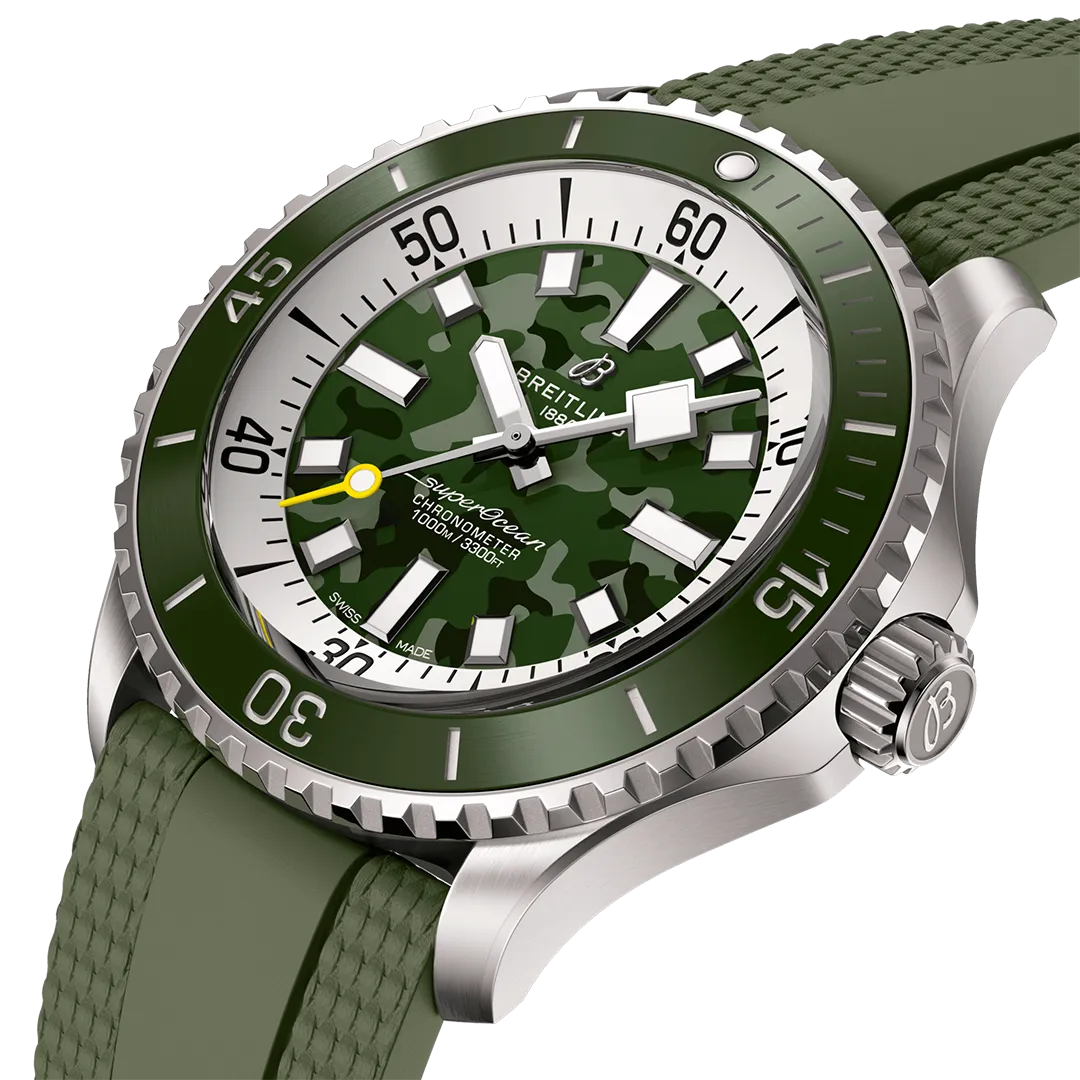 Breitling Superocean Automatic 46 Super Diver Watch with Green Camo Dial