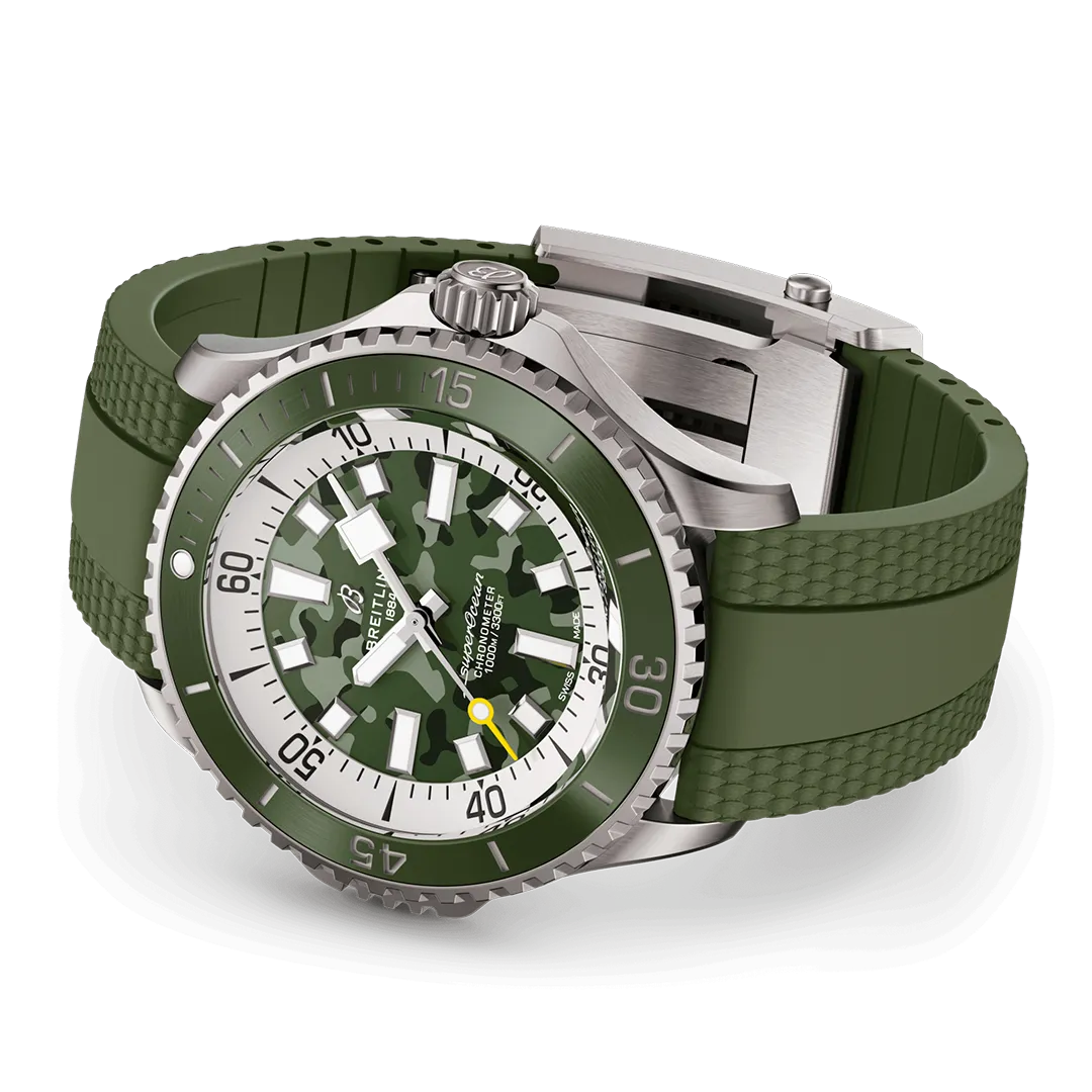 Breitling Superocean Automatic 46 Super Diver Watch with Green Camo Dial