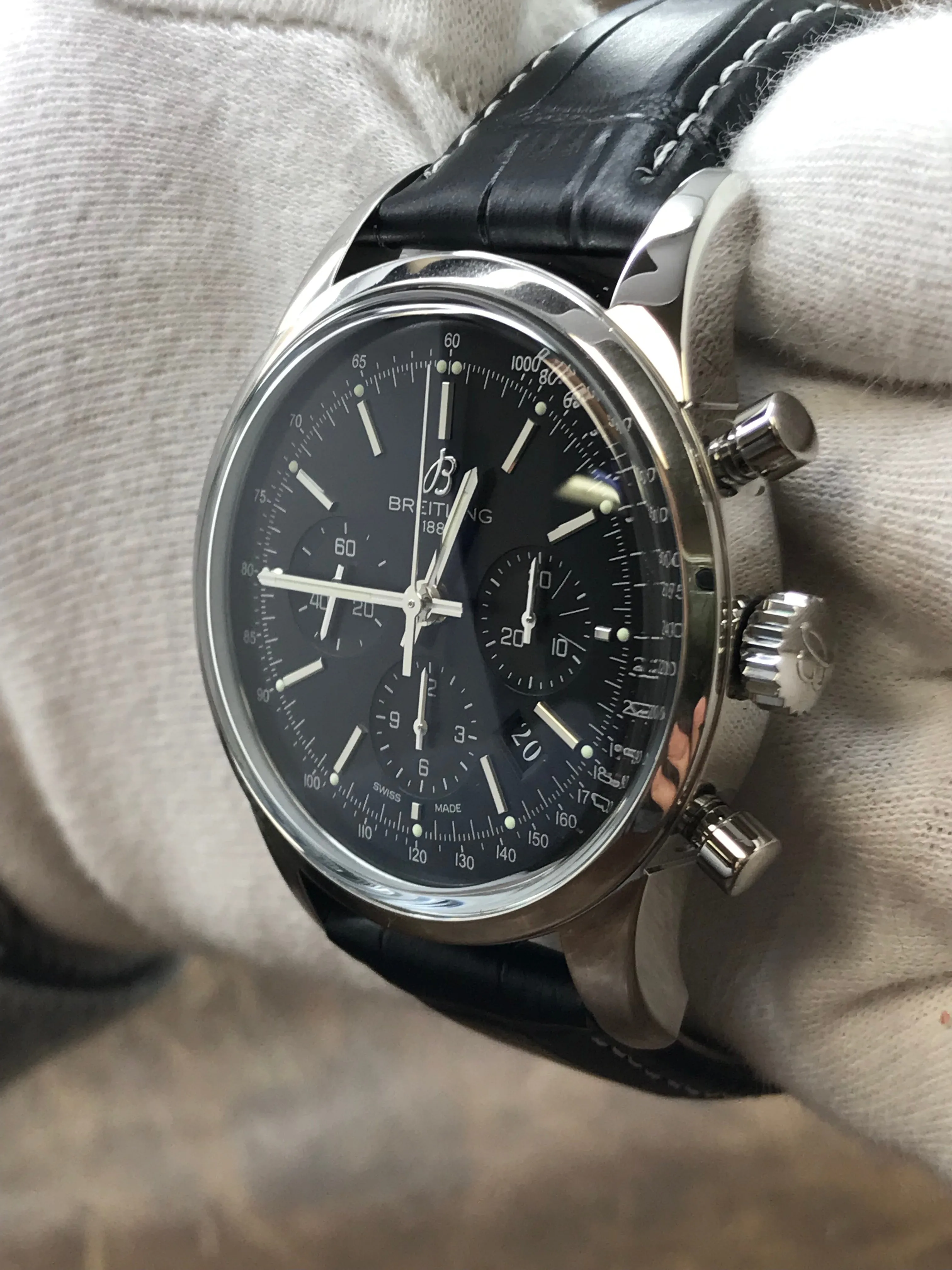 Breitling Transocean Chronograph AB0152 Black Dial Automatic Men's Watch