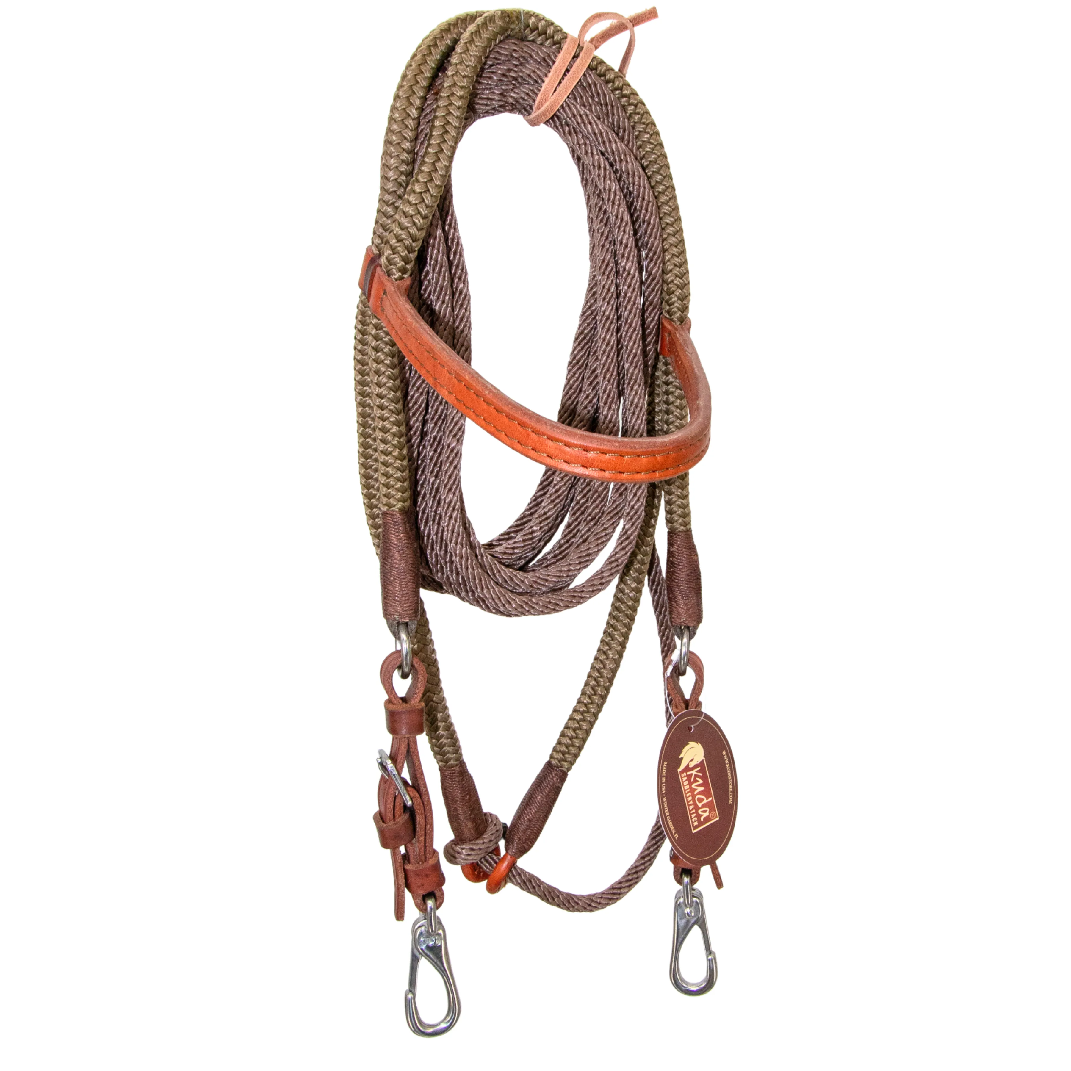 Brown Nylon/leather headstall with S.S. clips
