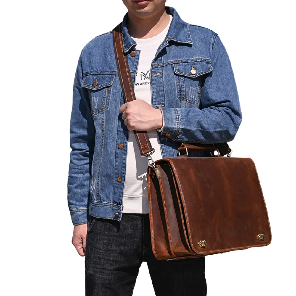 ﻿Brown Solace Leather Briefcase