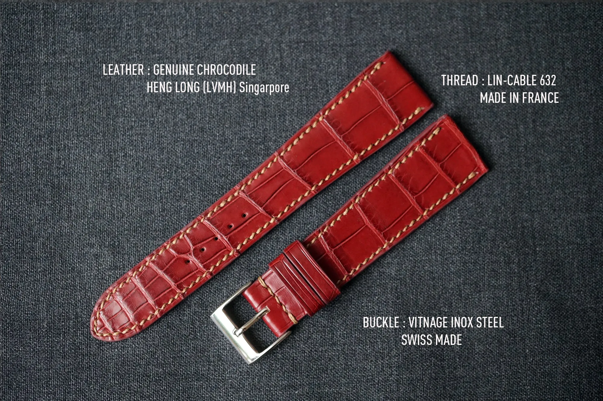 BURGUNDY CUSTOM MADE CROCODILE STRAP