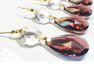 Burgundy Teardrop Chandelier Crystals with Diamond Cut Octagon