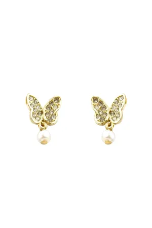BUTTERFLY PEARL DANGLE EARRINGS