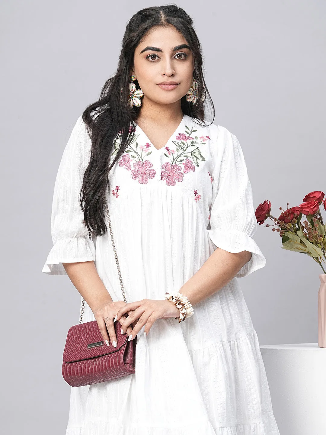 Buy White Cotton Ethnic Dress for women online in India - Zola