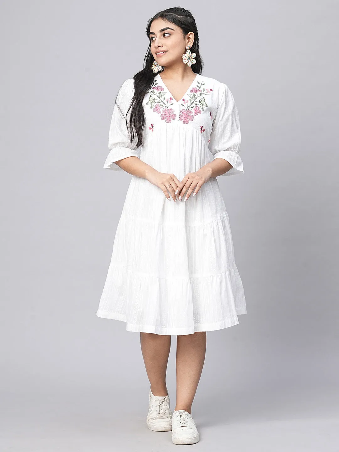 Buy White Cotton Ethnic Dress for women online in India - Zola