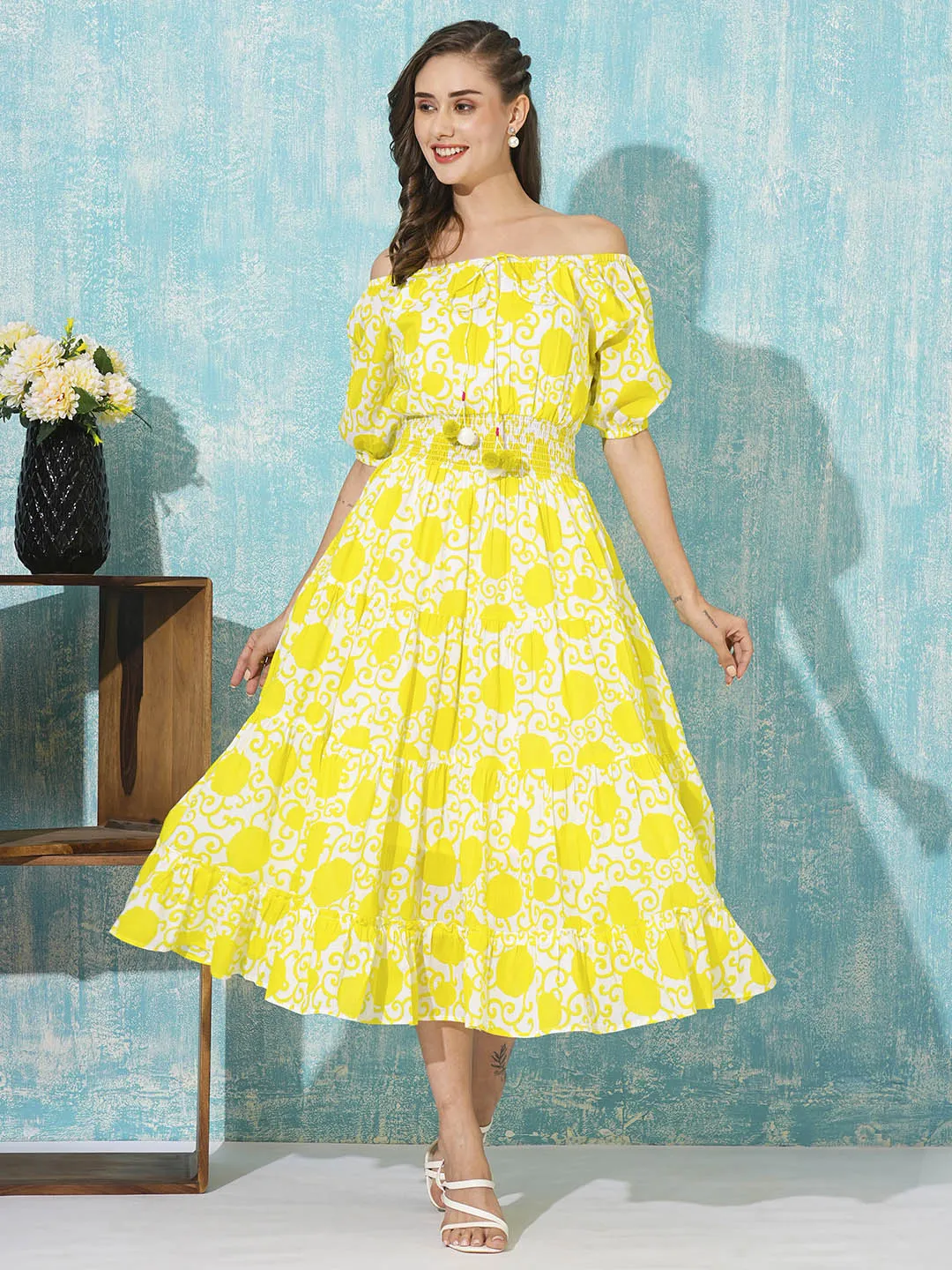 Buy Yellow Cotton Party Dress For Women Online In India - Zola