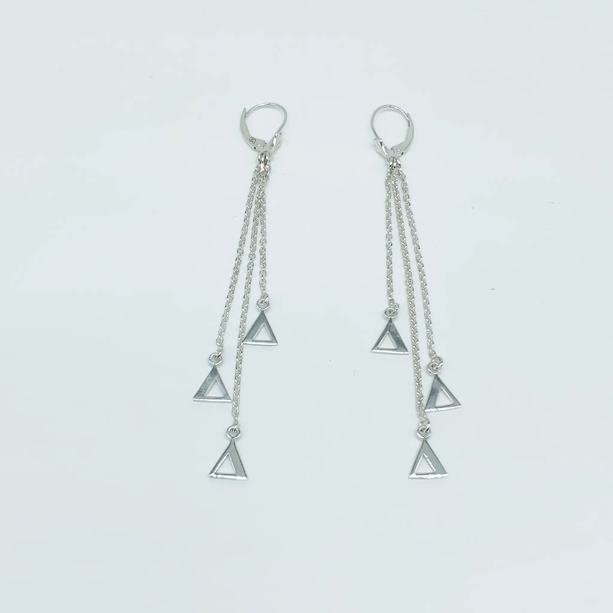 CA Three Triangle Unity Chandelier Earrings and Nine Triangle Necklace Set