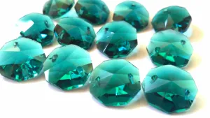 Caribbean Teal Green 14mm Octagon Beads Chandelier Crystals 2 Holes