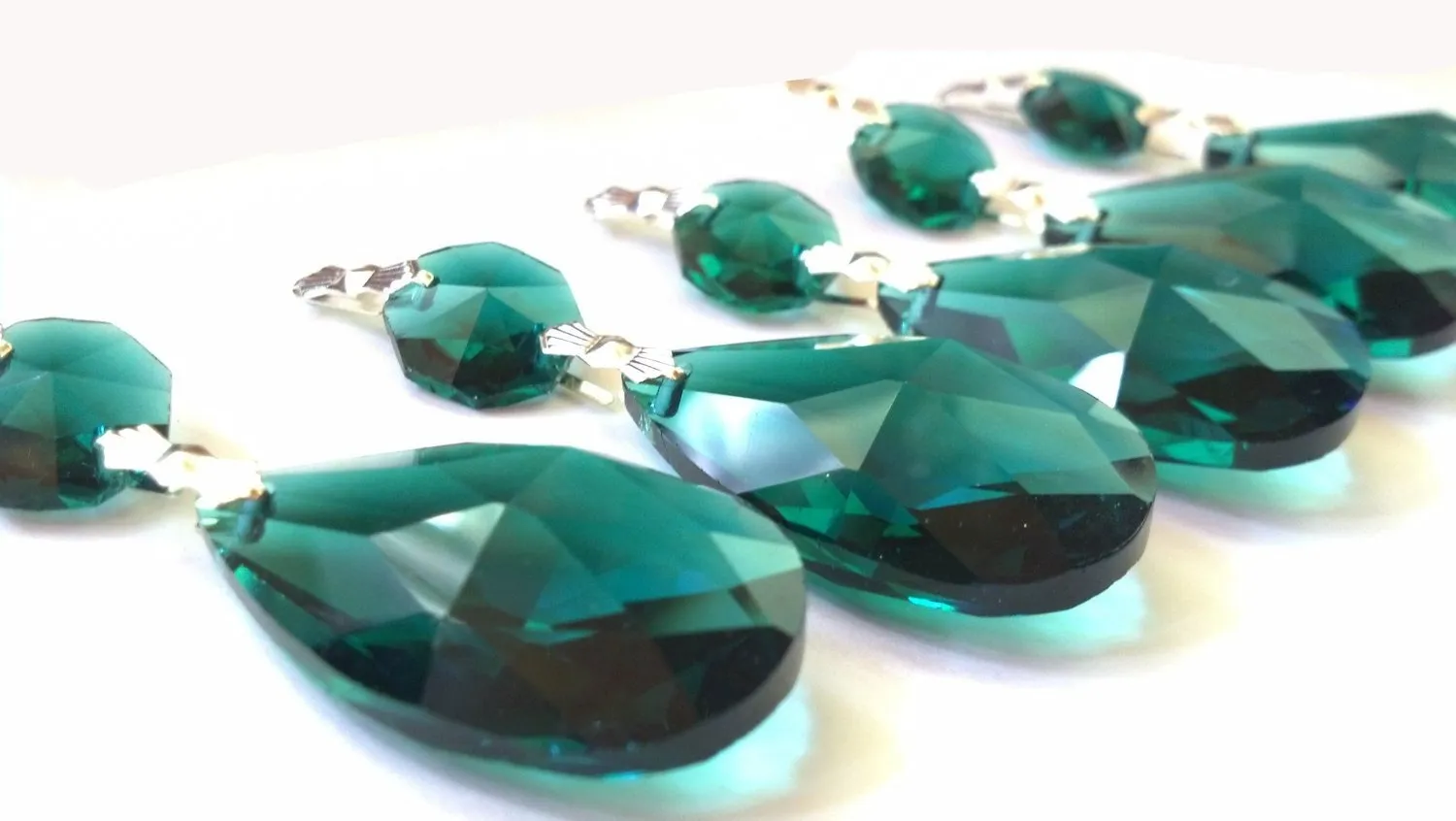 Caribbean Teal Green 38mm Teardrop Chandelier Crystal Ornaments