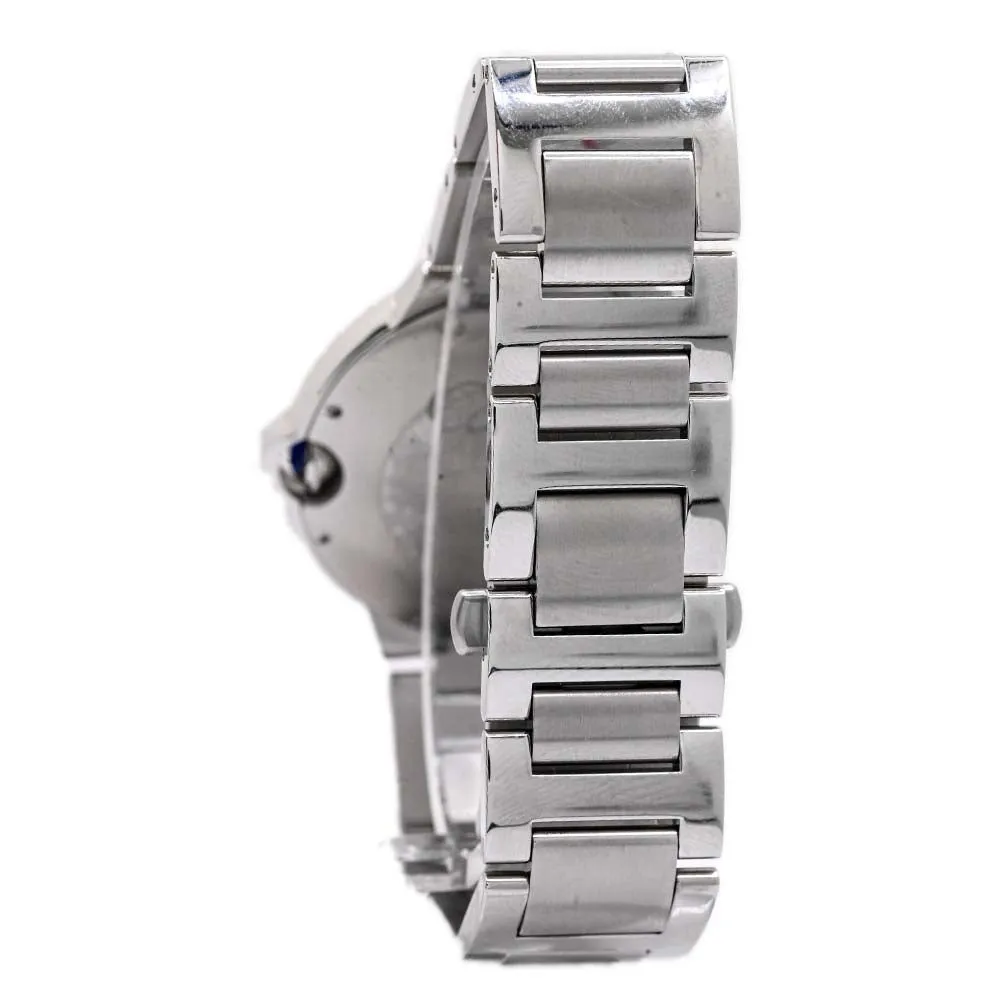Cartier Mens Ballon Bleu Stainless Steel 42mm Custom ICED OUT Parrot Dial Watch Custom Diamond Bezel Steel Bracelet