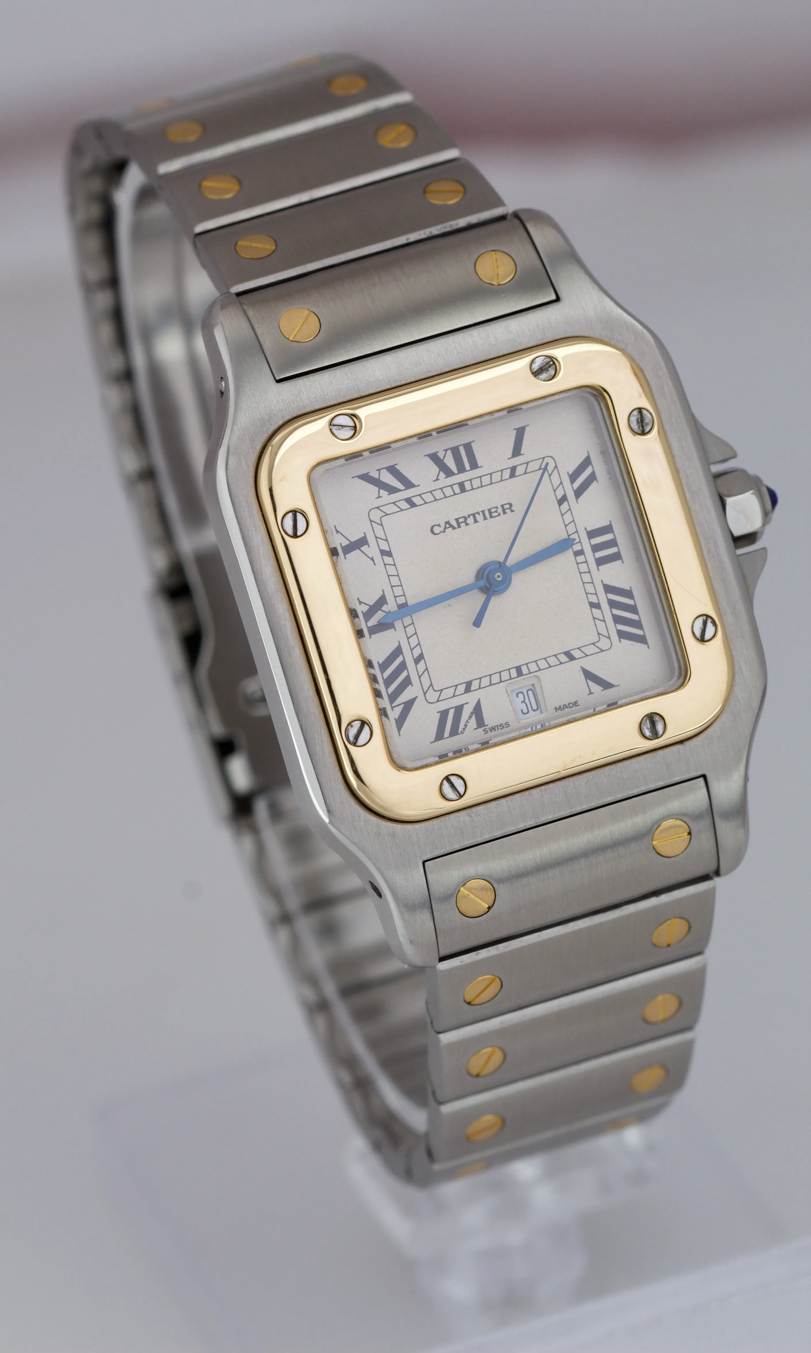 Cartier Santos Galbee 187901 18k Gold Steel 29mm Roman Quartz Two-Tone Watch