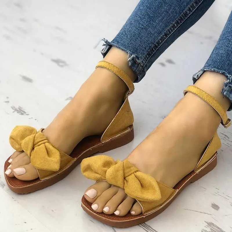 Casual Vintage Bow Flat Sandals