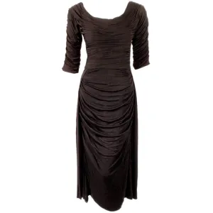 CEIL CHAPMAN Black Ruched Cocktail Dress with 3/4 Sleeves