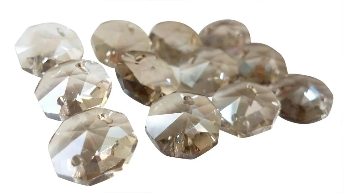Champagne 14mm Octagon Beads Chandelier Crystals 2 Holes