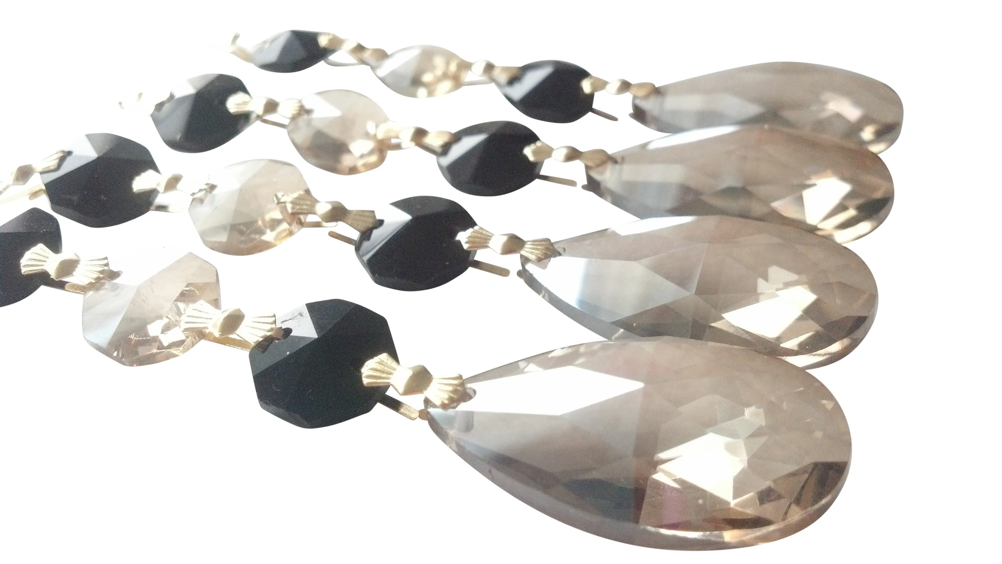 Champagne and Black Teardrop Chandelier Crystals, Ornaments Pack of 5