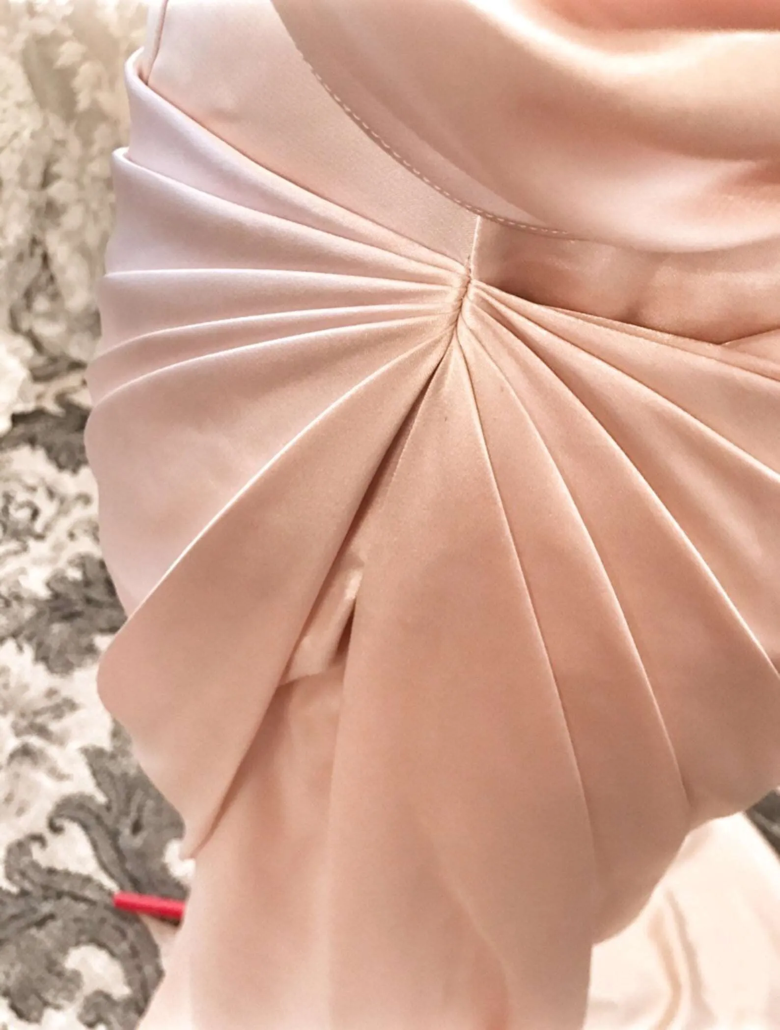 Champaign Pleated Drape Fit & Flare Wedding Dress Leena with Slit