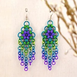 Chandelier Earrings - Peacock colors