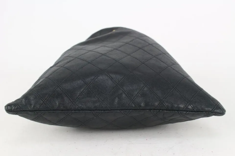 Chanel Ultra Rare Large Quilted Lambskin CC Logo Drawstring Pouch Case 164c73