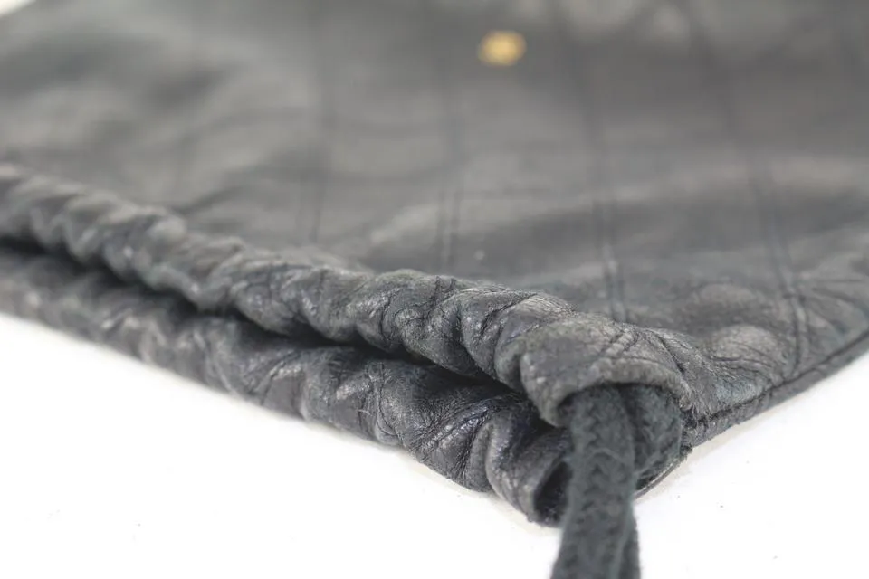 Chanel Ultra Rare Large Quilted Lambskin CC Logo Drawstring Pouch Case 164c73